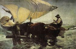 Joaquin Sorolla Y Bastida Return from Fishing Towing the Bark Sweden oil painting art